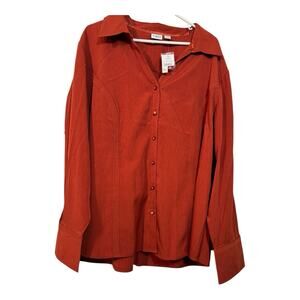 Cato Rust Long Sleeve Linen Blend Button Down Women's Blouse Size XXL